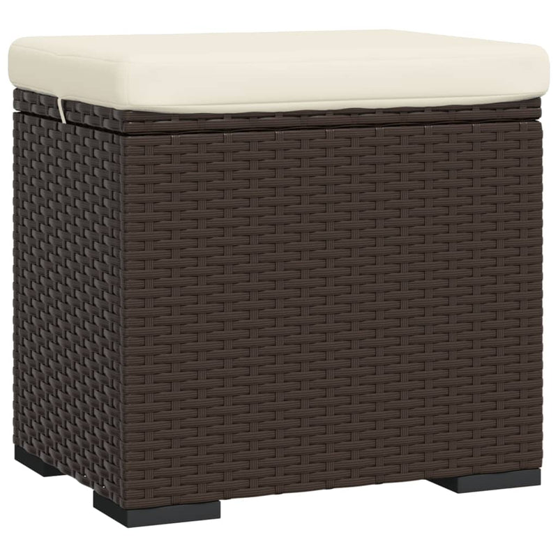 vidaXL Ottoman with Cushion Black 40x30x40 cm Poly Rattan