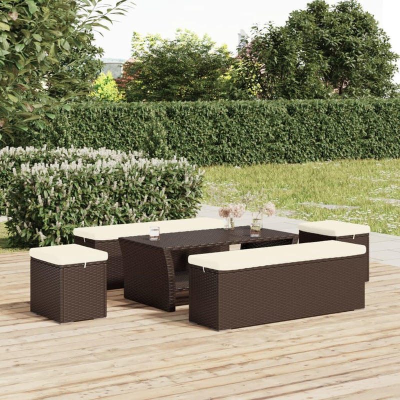 vidaXL Ottoman with Cushion Black 40x30x40 cm Poly Rattan