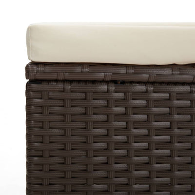 vidaXL Ottoman with Cushion Black 40x30x40 cm Poly Rattan