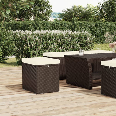 vidaXL Ottoman with Cushion Black 40x30x40 cm Poly Rattan