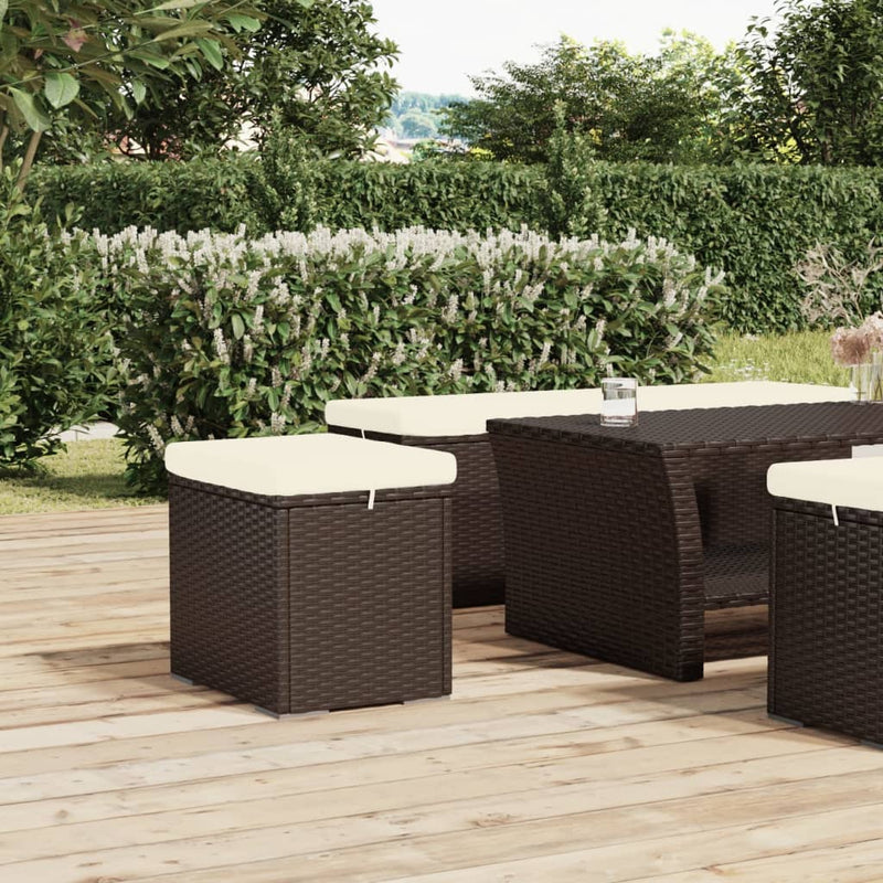 vidaXL Ottoman with Cushion Black 40x30x40 cm Poly Rattan