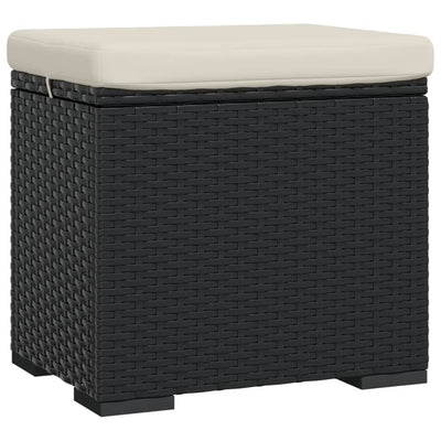 vidaXL Ottomans with Cushions 2 pcs Black 40x30x40 cm Poly Rattan
