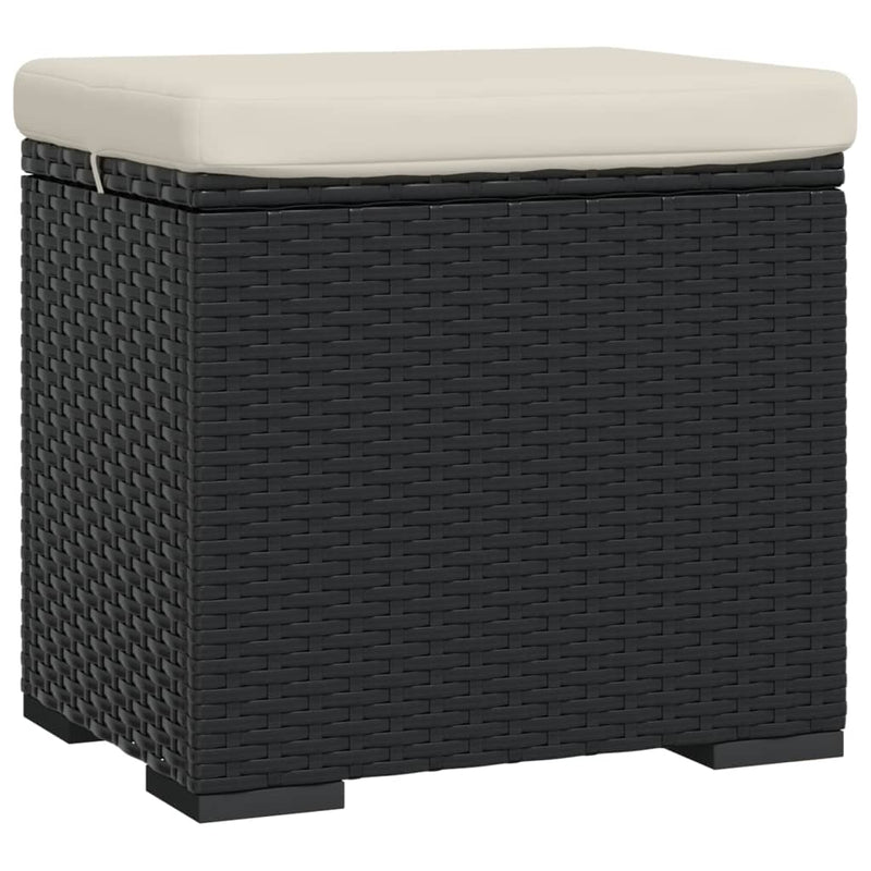 vidaXL Ottomans with Cushions 2 pcs Black 40x30x40 cm Poly Rattan