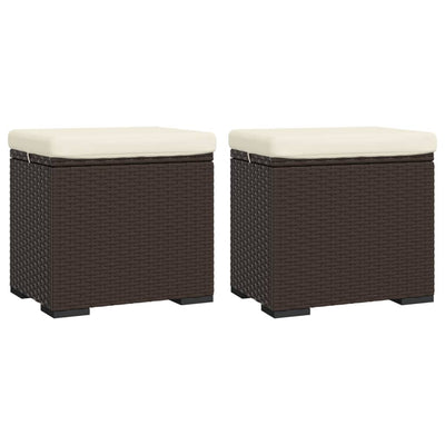 vidaXL Ottomans with Cushions 2 pcs Black 40x30x40 cm Poly Rattan