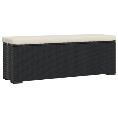 vidaXL Ottoman Bench with Cushion Black 110x30x40 cm Poly Rattan