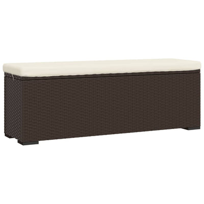 vidaXL Ottoman Bench with Cushion Black 110x30x40 cm Poly Rattan