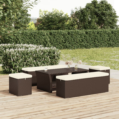 vidaXL Ottoman Bench with Cushion Black 110x30x40 cm Poly Rattan