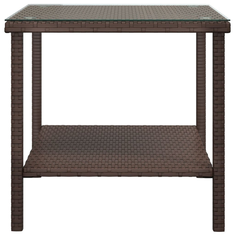 vidaXL Side Table Black 45x45x45 cm Poly Rattan and Tempered Glass