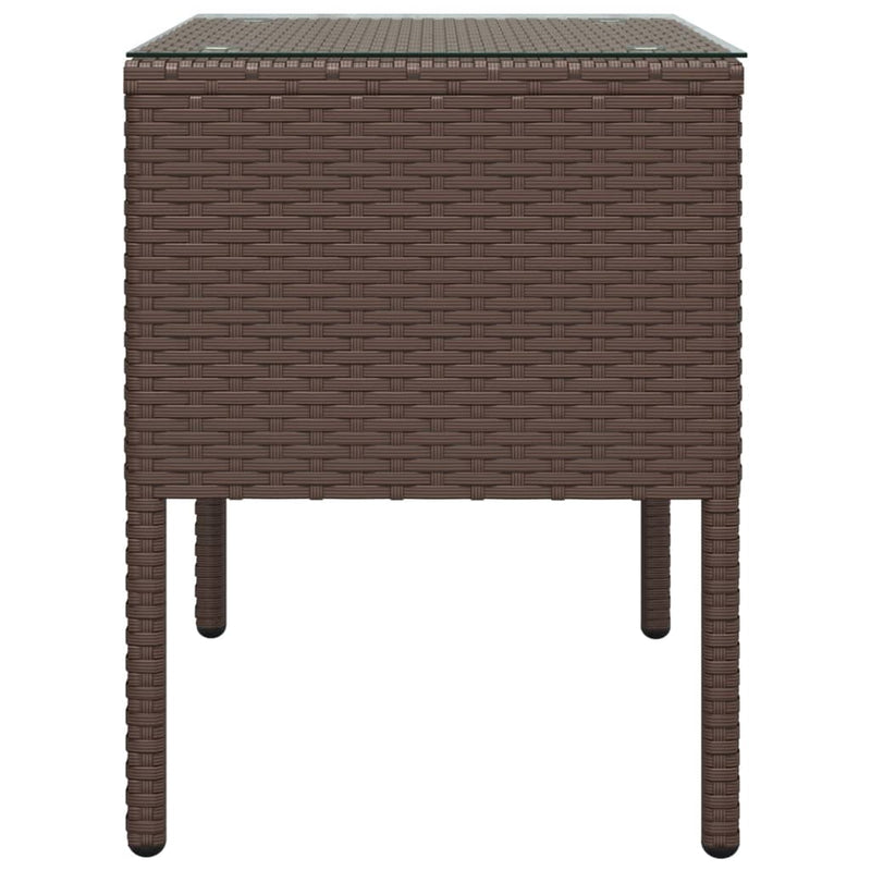 vidaXL Side Table Black 50x50x38 cm Poly Rattan and Tempered Glass