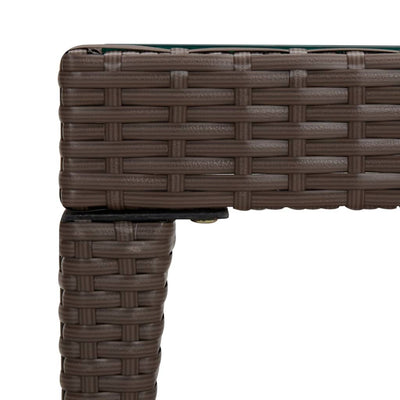 vidaXL Side Table Black 50x50x38 cm Poly Rattan and Tempered Glass