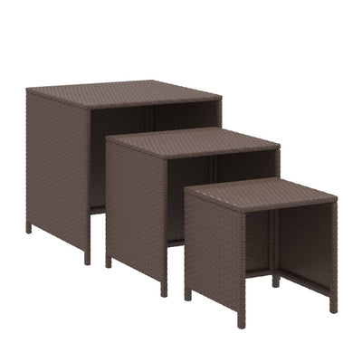 vidaXL Nesting Tables 3 pcs Black Poly Rattan