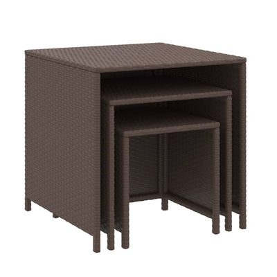 vidaXL Nesting Tables 3 pcs Black Poly Rattan