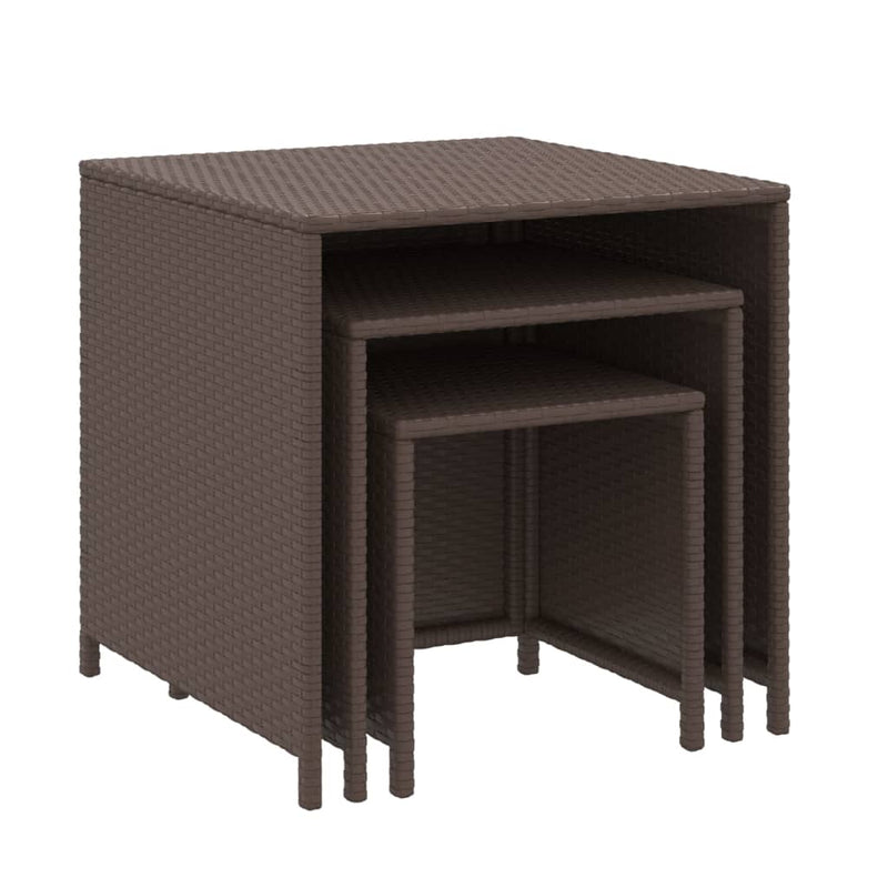 vidaXL Nesting Tables 3 pcs Black Poly Rattan