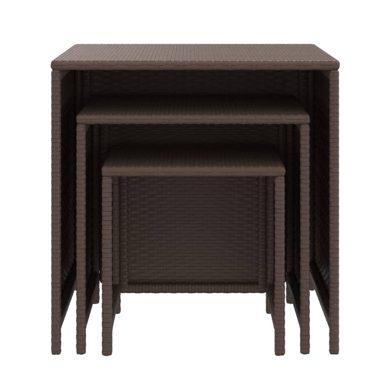 vidaXL Nesting Tables 3 pcs Black Poly Rattan
