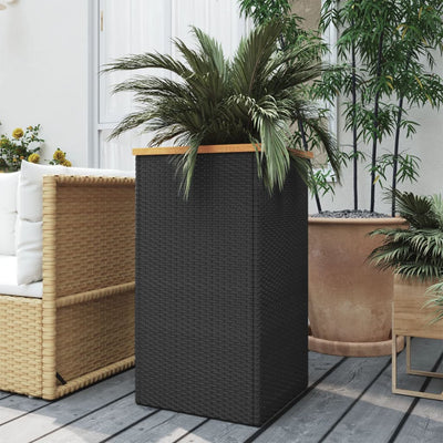 vidaXL Planter Black 40x40x40 cm Poly Rattan