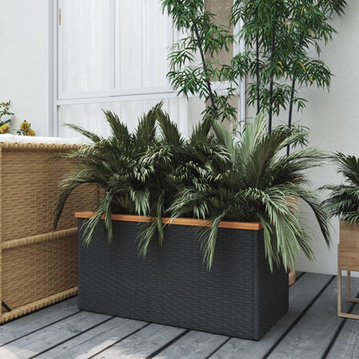 vidaXL Planter Black 40x40x40 cm Poly Rattan