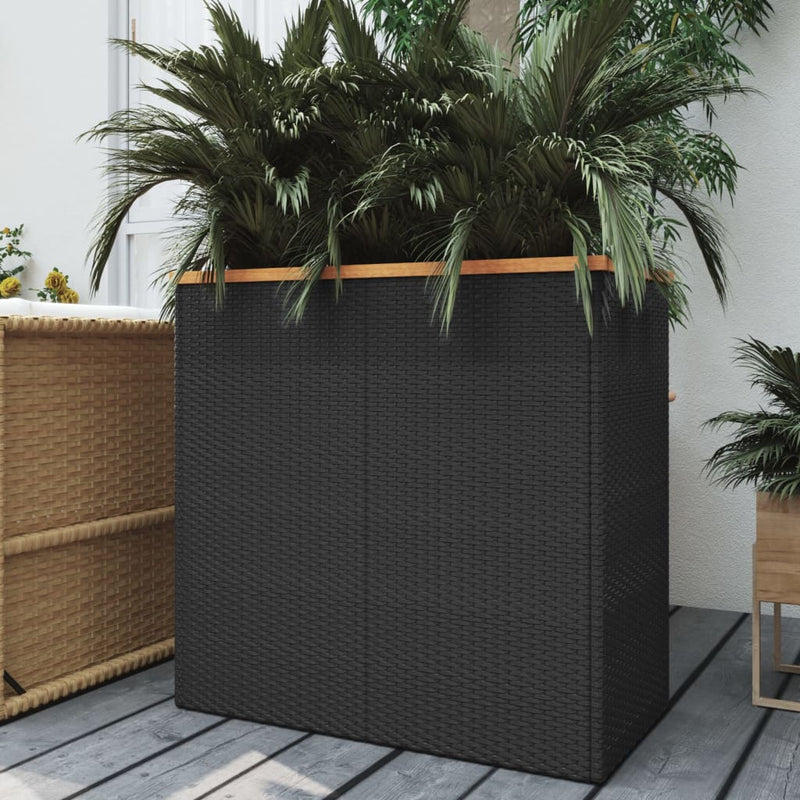 vidaXL Planter Black 40x40x40 cm Poly Rattan