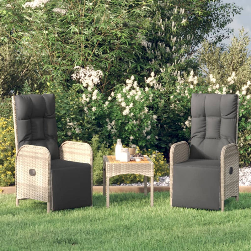 vidaXL Outdoor Reclining Chairs with Cushions 2 pcs Poly Rattan Black