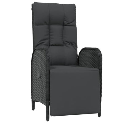 vidaXL Outdoor Reclining Chairs with Cushions 2 pcs Poly Rattan Black