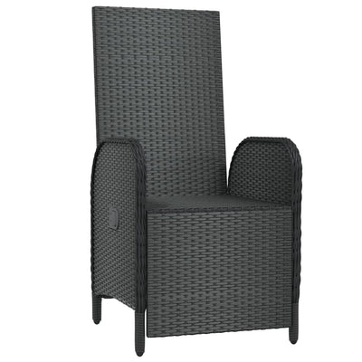 vidaXL Outdoor Reclining Chairs with Cushions 2 pcs Poly Rattan Black