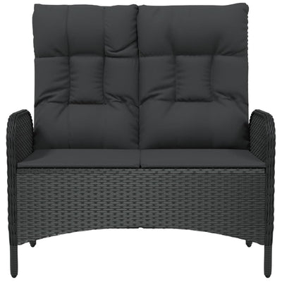 vidaXL Reclining Garden Bench with Cushions 107 cm Poly Rattan Black