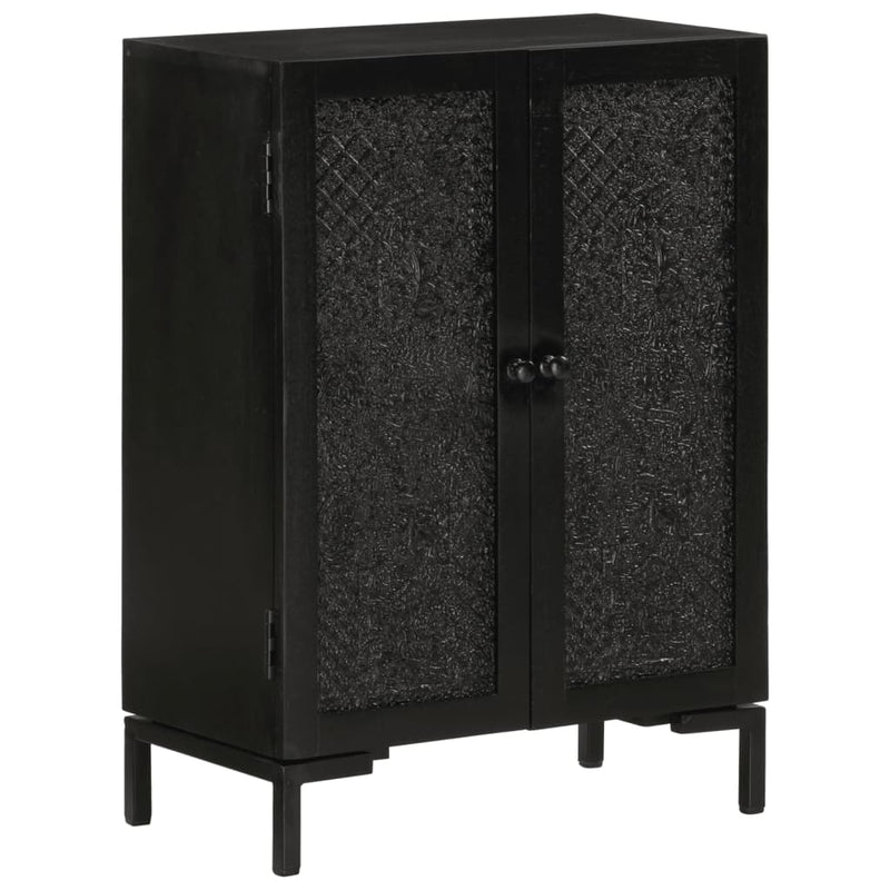 vidaXL Sideboard Black 55x30x77 cm Solid Wood Mango and Iron
