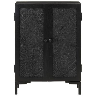vidaXL Sideboard Black 55x30x77 cm Solid Wood Mango and Iron