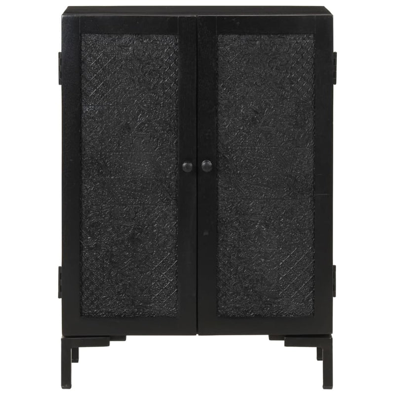 vidaXL Sideboard Black 55x30x77 cm Solid Wood Mango and Iron