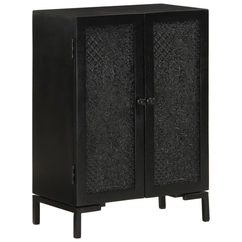 vidaXL Sideboard Black 55x30x77 cm Solid Wood Mango and Iron