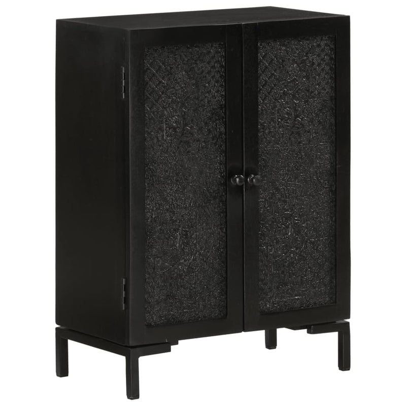vidaXL Sideboard Black 55x30x77 cm Solid Wood Mango and Iron