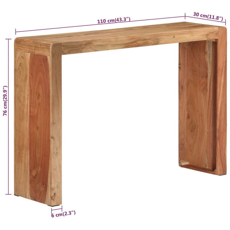 vidaXL Console Table 110x30x76 cm Solid Wood Acacia