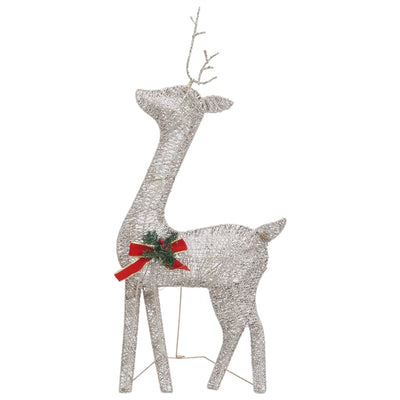 vidaXL Christmas Reindeers 6 pcs Silver Cold White Mesh