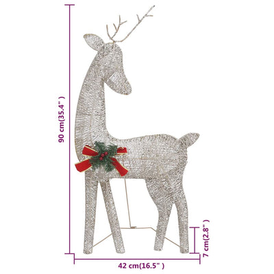 vidaXL Christmas Reindeers 6 pcs Silver Cold White Mesh