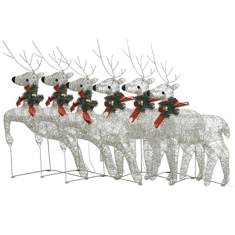 vidaXL Christmas Reindeers 6 pcs White 120 LEDs
