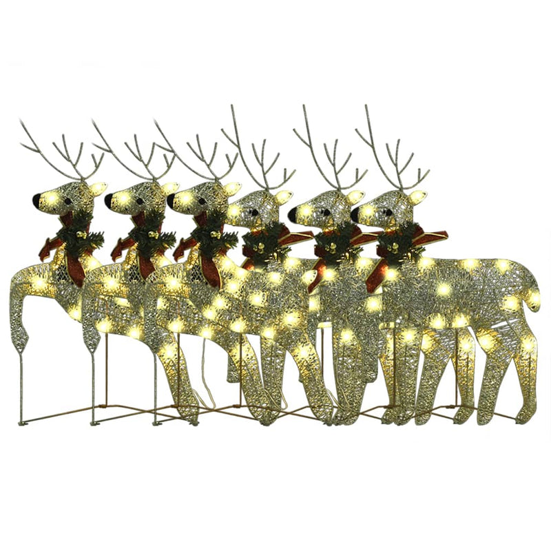 vidaXL Christmas Reindeers 6 pcs White 120 LEDs