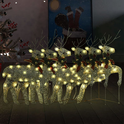 vidaXL Christmas Reindeers 6 pcs White 120 LEDs