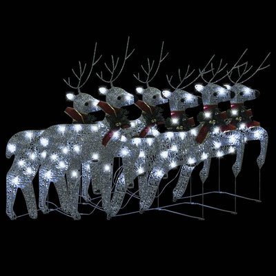 vidaXL Christmas Reindeers 6 pcs White 120 LEDs