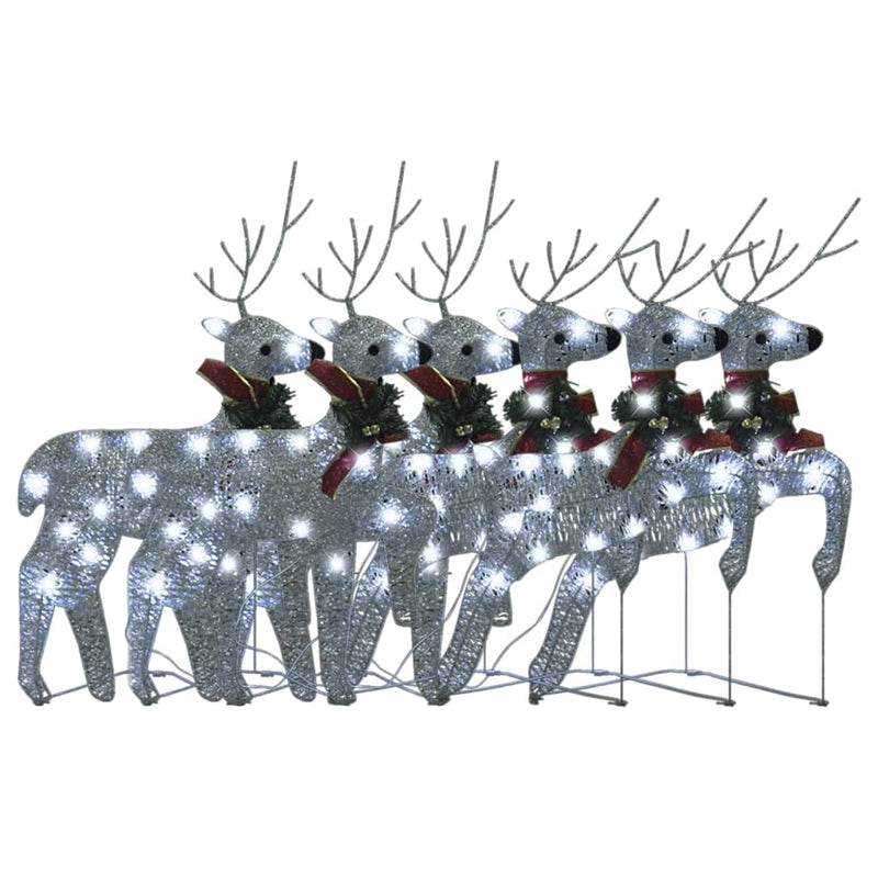 vidaXL Christmas Reindeers 6 pcs White 120 LEDs