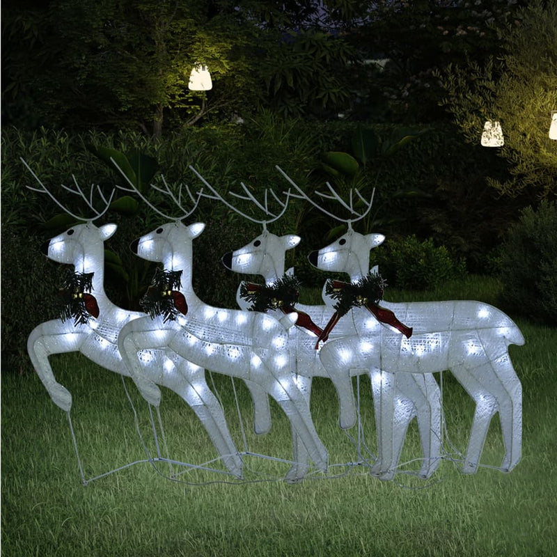vidaXL Christmas Reindeers 4 pcs Gold 80 LEDs