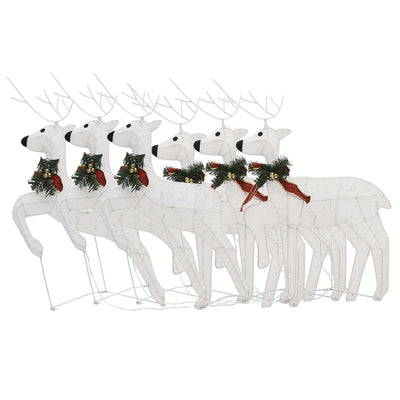 vidaXL Christmas Reindeers 6 pcs White 120 LEDs