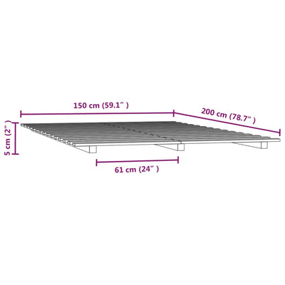 vidaXL Bed Frame without Mattress Black 150x200 cm Solid Wood Pine