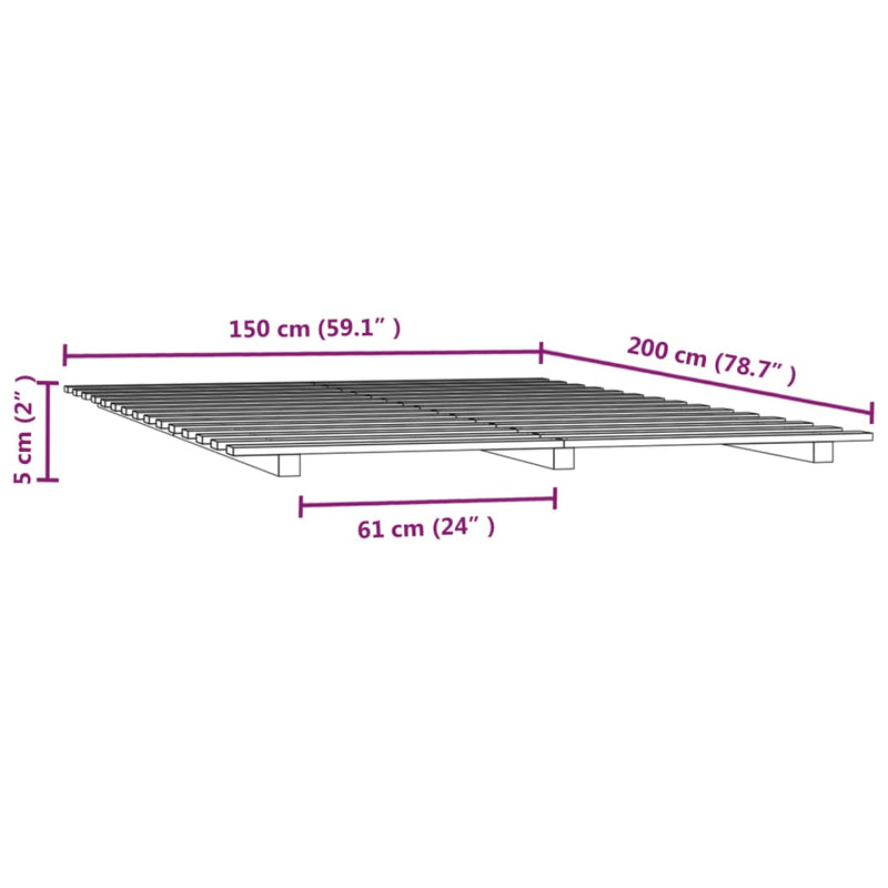 vidaXL Bed Frame without Mattress Black 150x200 cm Solid Wood Pine