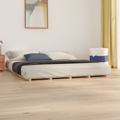 vidaXL Bed Frame without Mattress Black 183x203 cm King Solid Wood Pine