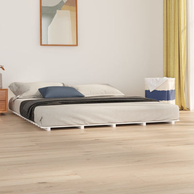 vidaXL Bed Frame without Mattress Black 183x203 cm King Solid Wood Pine