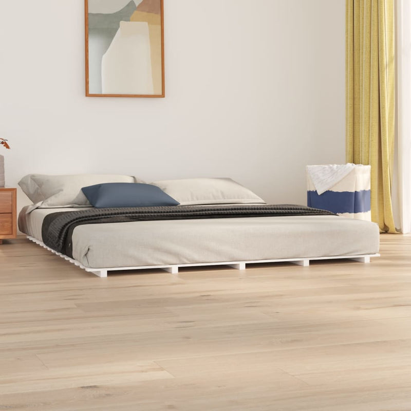 vidaXL Bed Frame without Mattress Black 183x203 cm King Solid Wood Pine