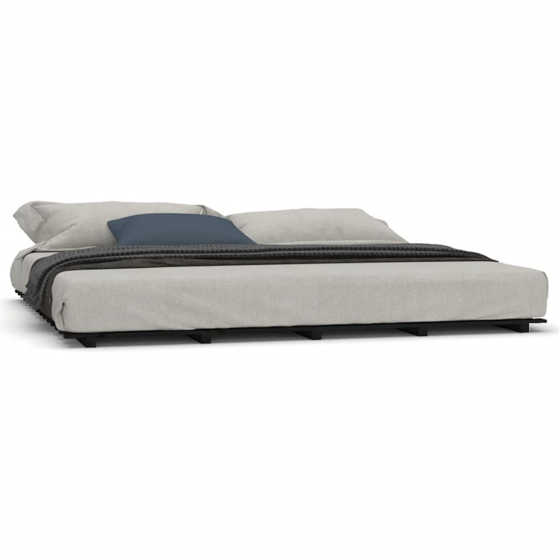 vidaXL Bed Frame without Mattress Black 183x203 cm King Solid Wood Pine