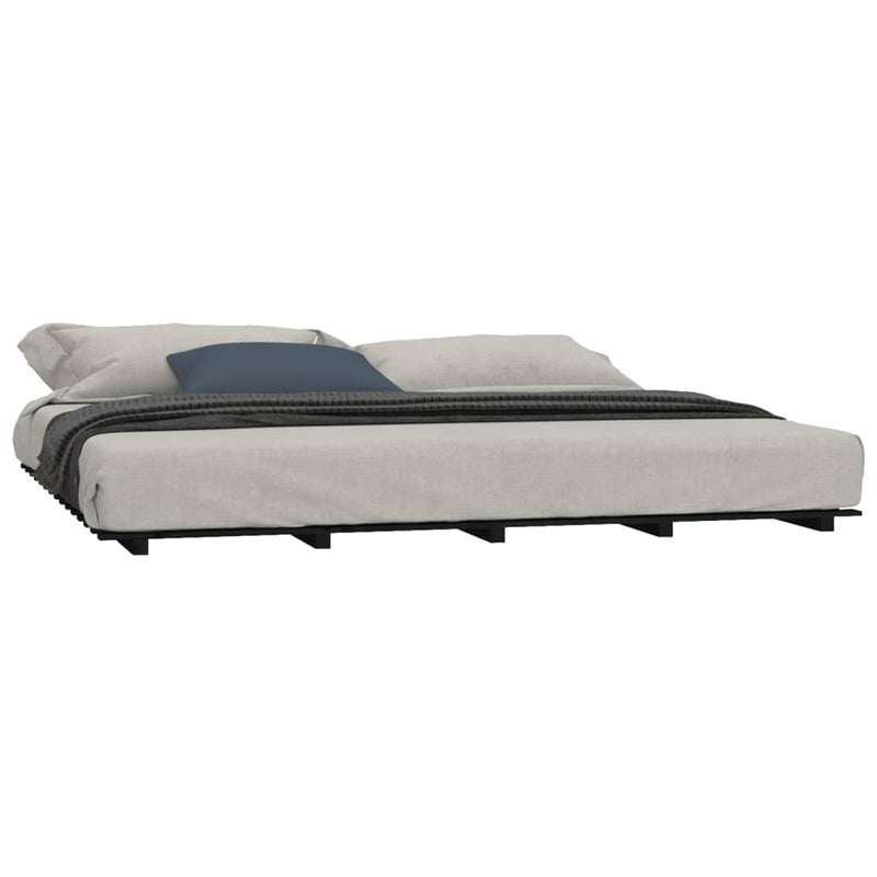 vidaXL Bed Frame without Mattress Black 183x203 cm King Solid Wood Pine