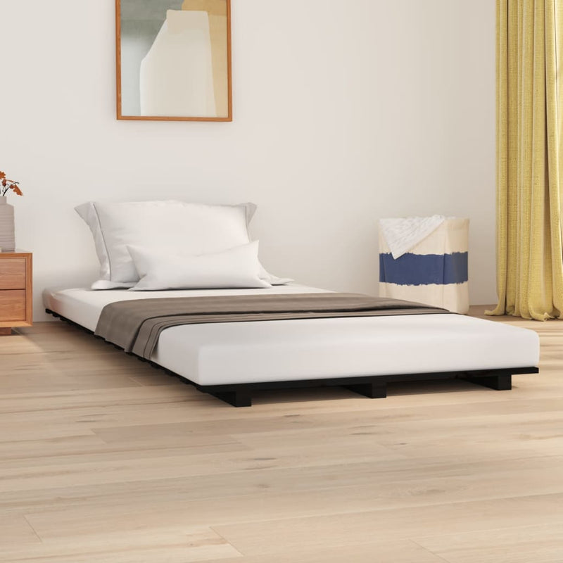 vidaXL Bed Frame without Mattress Black 90x190 cm Solid Wood Pine