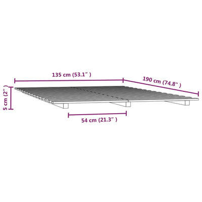 vidaXL Bed Frame without Mattress Black 135x190 cm Solid Wood Pine