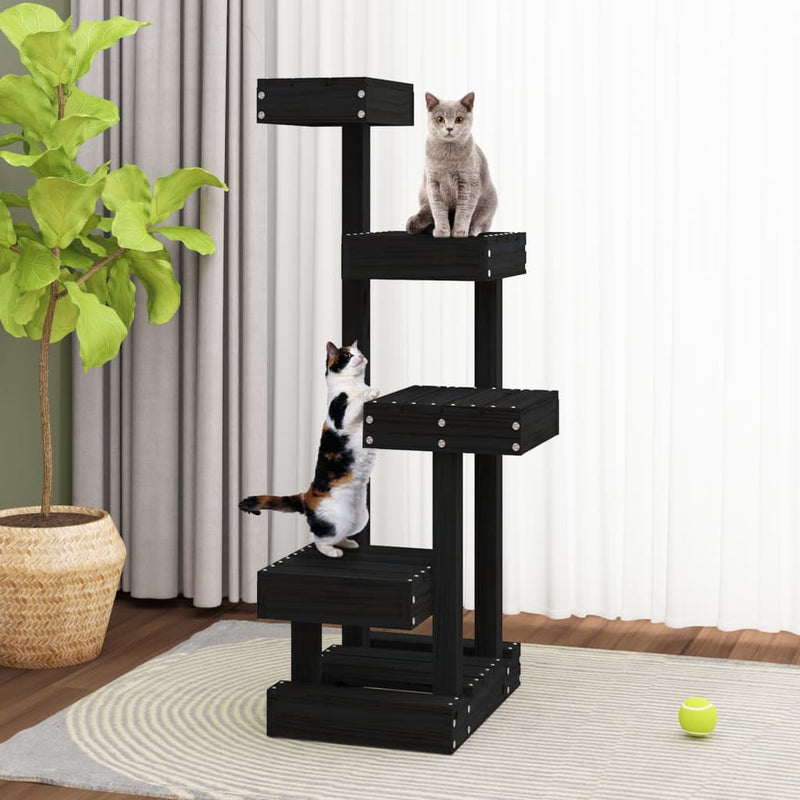vidaXL Cat Tree White 45.5x49x103 cm Solid Wood Pine